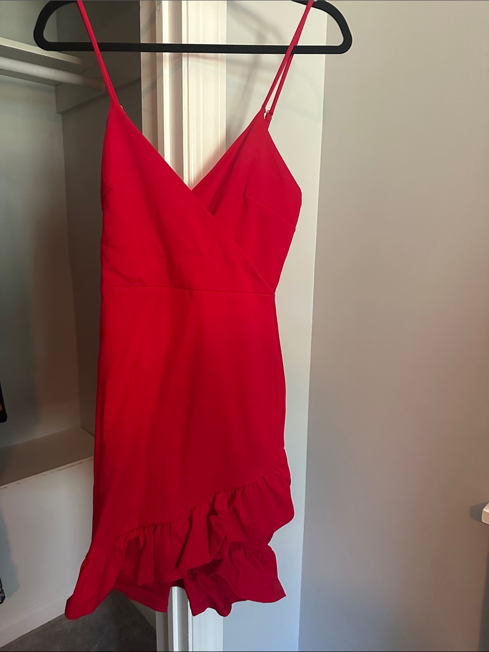 Lulu's Bold Red Spaghetti Strap Dress